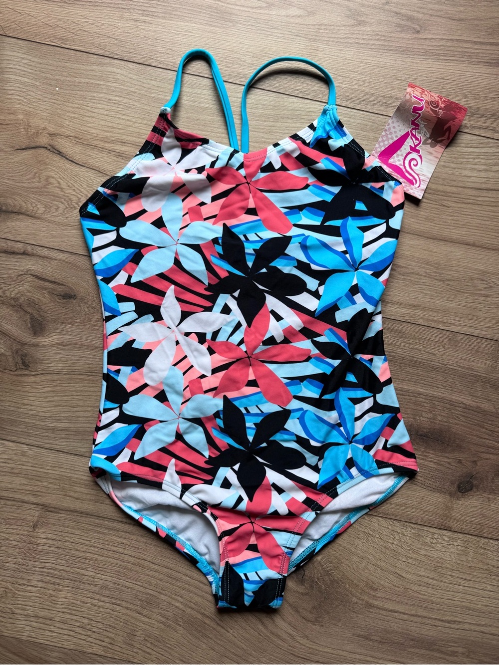 Kanu Surf Girls Daisy Beach Sport One Piece Swimsuit Rowan Blue Size 12